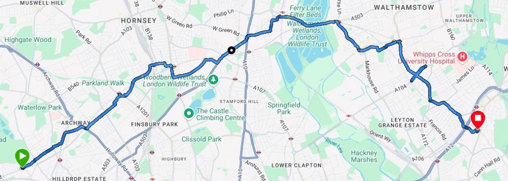 Click map to explore the route in more depth using Garmin Connect